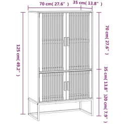 vidaXL Hoge kast 70x35x125 cm bewerkt hout wit