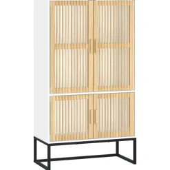 vidaXL Hoge kast 70x35x125 cm bewerkt hout wit