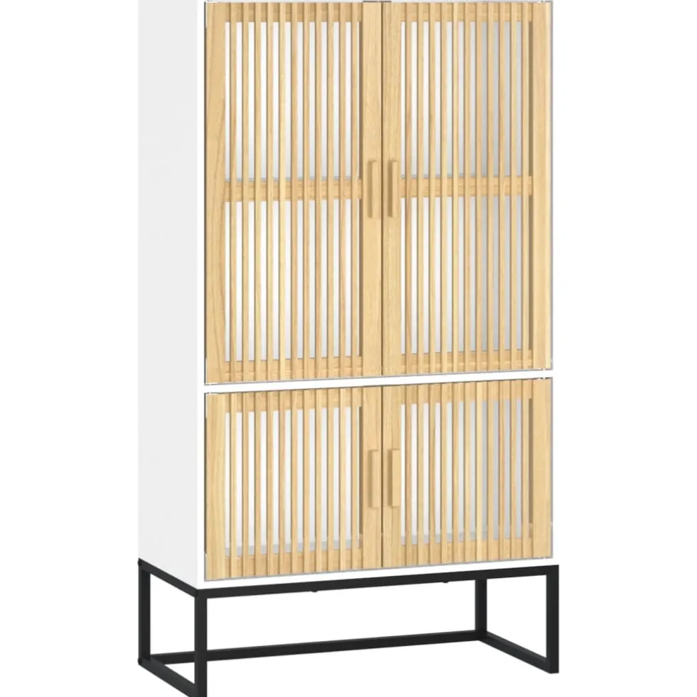 vidaXL Hoge kast 70x35x125 cm bewerkt hout wit