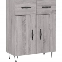 vidaXL Hoge kast 69,5x34x180 cm bewerkt hout grijs sonoma eikenkleurig