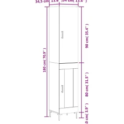 vidaXL Hoge kast 34,5x34x180 cm bewerkt hout betongrijs
