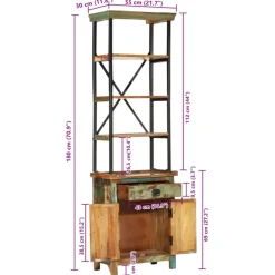 vidaXL Hoge kast 55x30x180 cm massief gerecycled hout