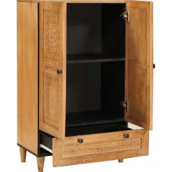 vidaXL Hoge kast 60 x 33 x 100 cm Massief Mango Hout