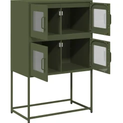 vidaXL Hoge kast 68x39x107 cm staal olijfgroen