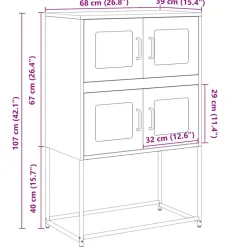 vidaXL Hoge kast 68x39x107 cm staal olijfgroen