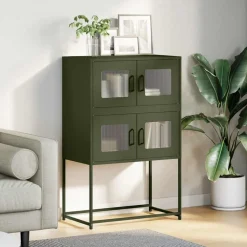 vidaXL Hoge kast 68x39x107 cm staal olijfgroen