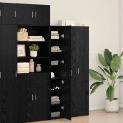 vidaXL Hoge kast Zwart Eiken 30 x 42,5 x 185 cm