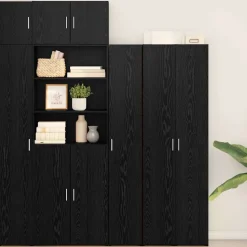 vidaXL Hoge kast Zwart Eiken 30 x 42,5 x 185 cm