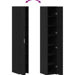 vidaXL Hoge kast Zwart Eiken 30 x 42,5 x 185 cm
