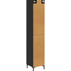 vidaXL Hoge kast Zwart Eiken 34,5 x 34 x 180 cm Bewerkt hout