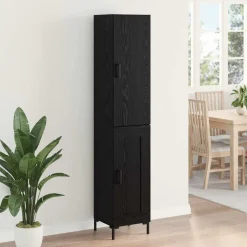 vidaXL Hoge kast Zwart Eiken 34,5 x 34 x 180 cm Bewerkt hout
