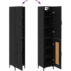vidaXL Hoge kast Zwart Eiken 34,5 x 34 x 180 cm Bewerkt hout