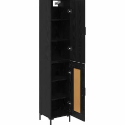 vidaXL Hoge kast Zwart Eiken 34,5 x 34 x 180 cm Bewerkt hout