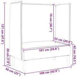 vidaXL Hoge Rug Bank 101cm Zwart Stof