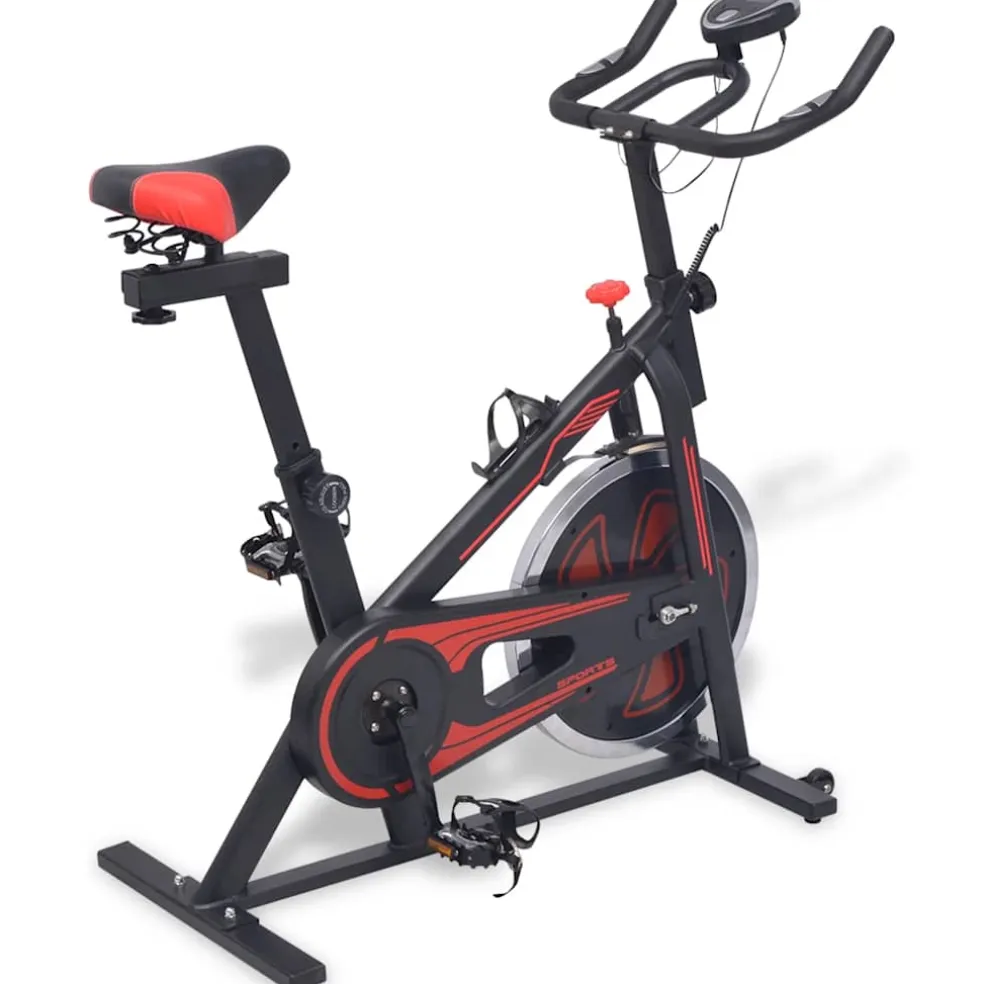 vidaXL Hometrainer met hartslagsensoren zwart en rood