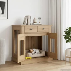 vidaXL Hond Bench Meubel Artisanaal eiken 80 x 47,5 x 80 cm