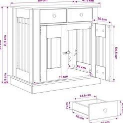 vidaXL Hond Bench Meubel Artisanaal eiken 80 x 47,5 x 80 cm
