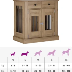 vidaXL Hond Bench Meubel Artisanaal eiken 80 x 47,5 x 80 cm