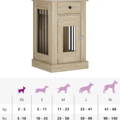 vidaXL Hond Bench Meubel Sonoma Eiken 50 x 47,5 x 80 cm Bewerkt hout