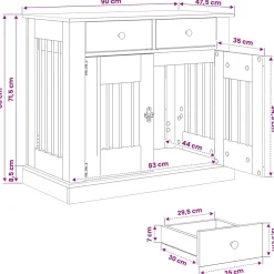vidaXL Hond Bench Meubel Sonoma Eiken 90 x 47,5 x 80 cm Bewerkt hout