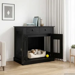 vidaXL Hond Bench Meubel Zwart eiken 80 x 47,5 x 80 cm Bewerkt hout