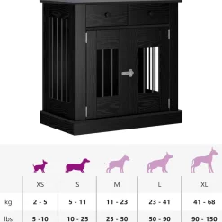 vidaXL Hond Bench Meubel Zwart eiken 80 x 47,5 x 80 cm Bewerkt hout