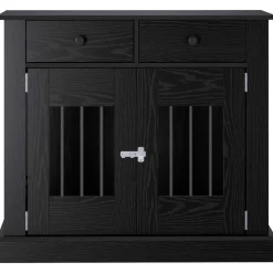 vidaXL Hond Bench Meubel Zwart eiken 90 x 47,5 x 80 cm Bewerkt hout