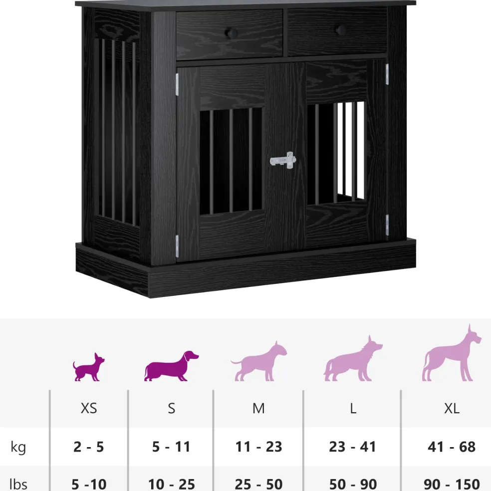vidaXL Hond Bench Meubel Zwart eiken 90 x 47,5 x 80 cm Bewerkt hout