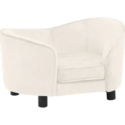 vidaXL Hondenbank 69x49x40 cm pluche crèmekleurig