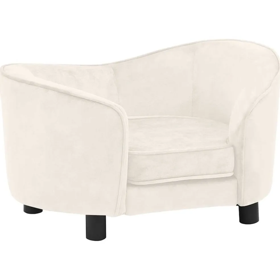 vidaXL Hondenbank 69x49x40 cm pluche crèmekleurig