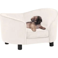 vidaXL Hondenbank 69x49x40 cm pluche crèmekleurig