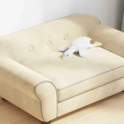 vidaXL Hondenbank 72x45x30 cm pluche crèmekleurig