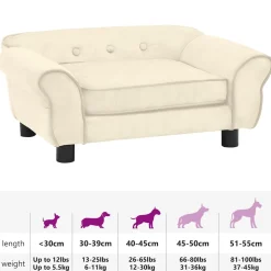 vidaXL Hondenbank 72x45x30 cm pluche crèmekleurig