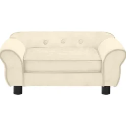 vidaXL Hondenbank 72x45x30 cm pluche crèmekleurig