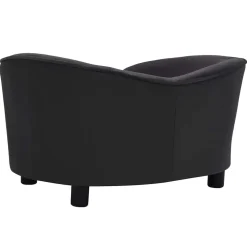 vidaXL Hondenbank 69x49x40 cm pluche en kunstleer zwart