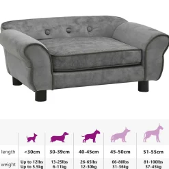 vidaXL Hondenbank 72x45x30 cm pluche donkergrijs