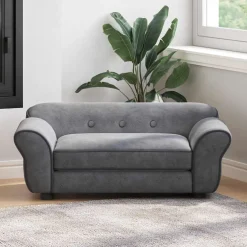 vidaXL Hondenbank 72x45x30 cm pluche donkergrijs