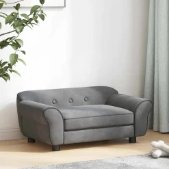 vidaXL Hondenbank 72x45x30 cm pluche donkergrijs