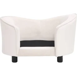 vidaXL Hondenbank 69x49x40 cm pluche en kunstleer crèmekleurig