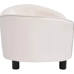 vidaXL Hondenbank 69x49x40 cm pluche en kunstleer crèmekleurig