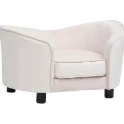 vidaXL Hondenbank 69x49x40 cm pluche en kunstleer crèmekleurig