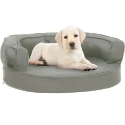 vidaXL Hondenbed ergonomisch linnen-look 60x42 cm grijs