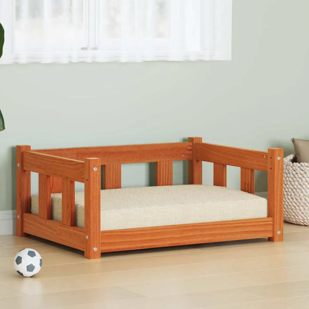 vidaXL Hondenbed Wasbruin 65,5 x 50 x 28 cm Massief grenenhout