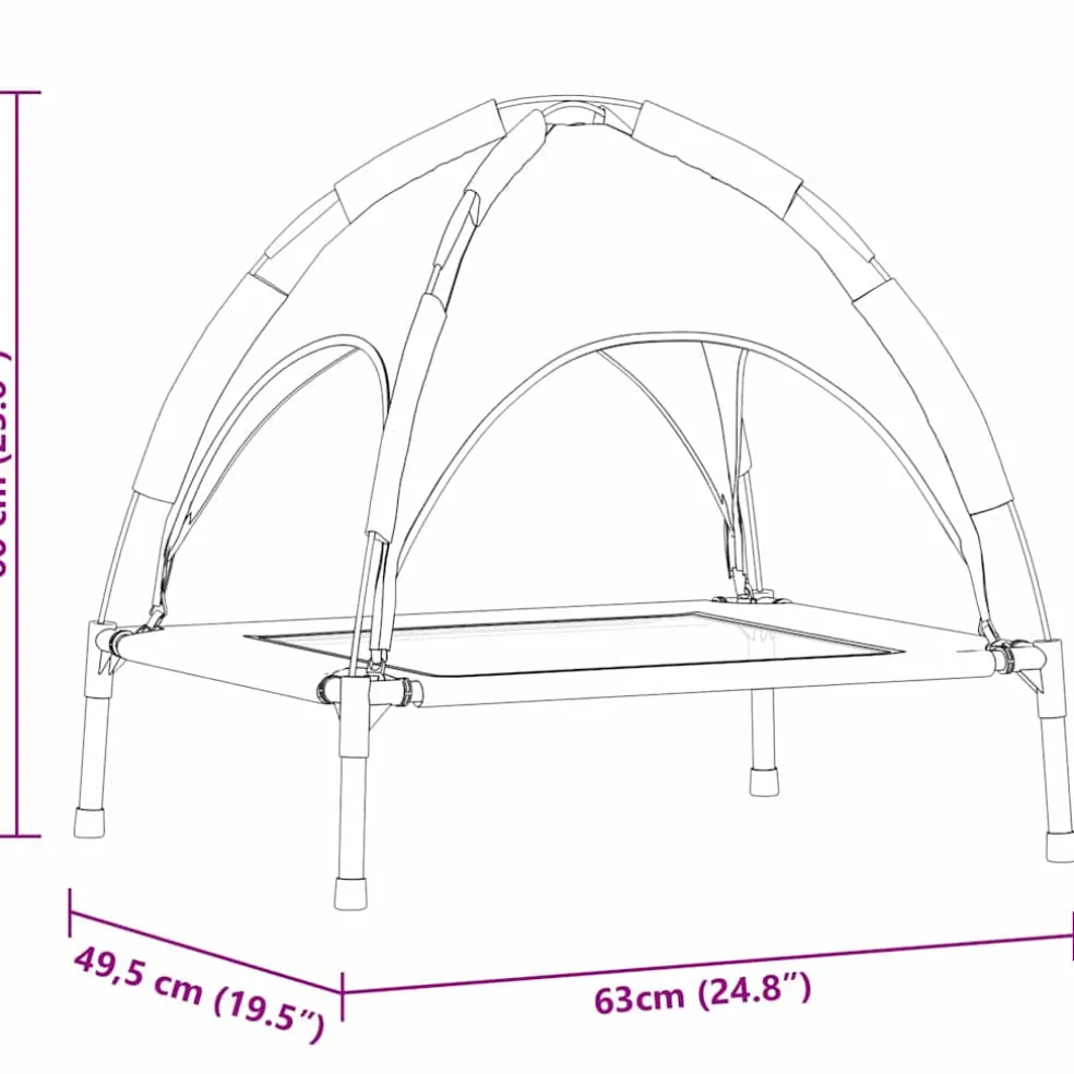 vidaXL Hondenbed 63 x 49,5 x 60 cm Staal Zwart
