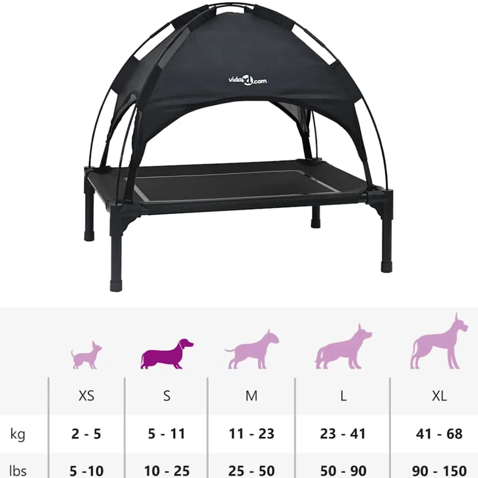vidaXL Hondenbed 63 x 49,5 x 60 cm Staal Zwart