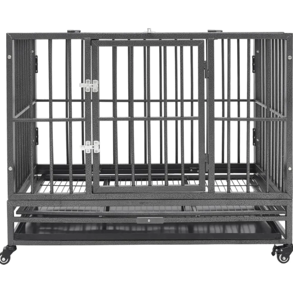 vidaXL Hondenbench met wielen 92x62x76 cm staal