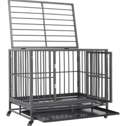 vidaXL Hondenbench met wielen 92x62x76 cm staal