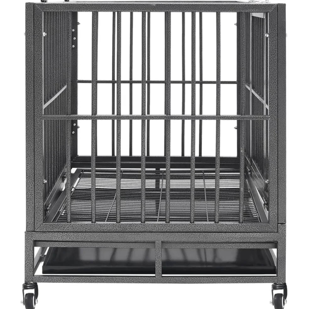 vidaXL Hondenbench met wielen 92x62x76 cm staal