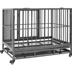 vidaXL Hondenbench met wielen 92x62x76 cm staal