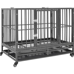 vidaXL Hondenbench met wielen 92x62x76 cm staal